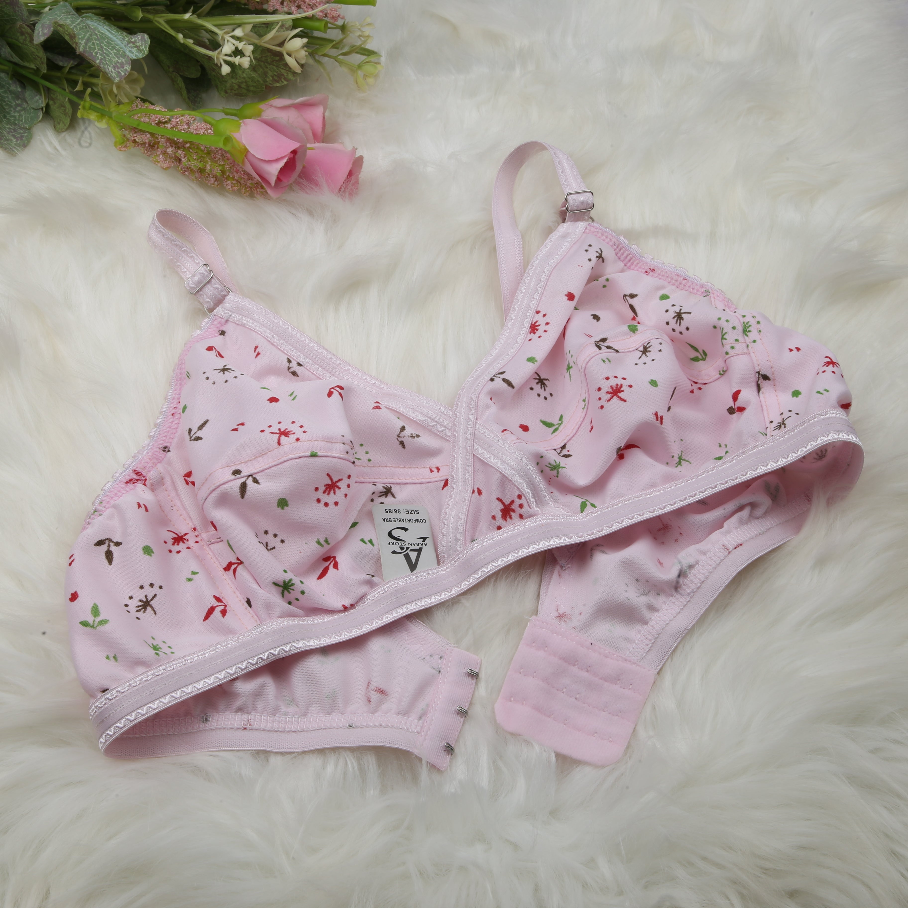 4-Piece Jersey Bra Pack - All four bras laid out showing print variety